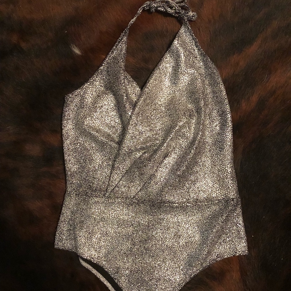 Silver new without tags bodysuit